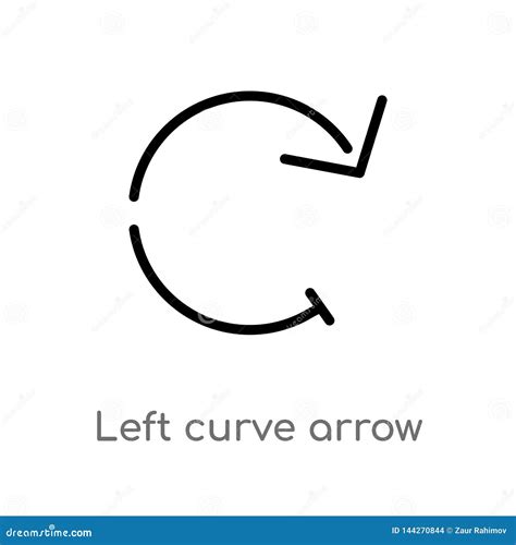 Outline Left Curve Arrow Vector Icon Isolated Black Simple Line