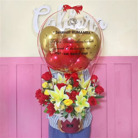 Jual LARGE Box Balon Bunga Bouquet Bucket Balon Bloom Box Buket Hitam