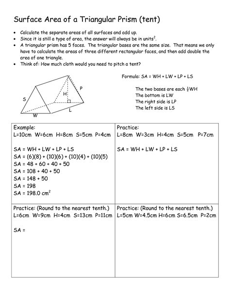 12 Triangular Prism Surface Area Worksheet / worksheeto.com