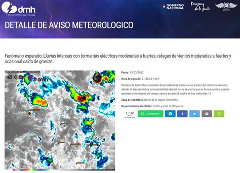 DMH Paraguay on Twitter Aviso Meteorológico N 349 2023 Emitido