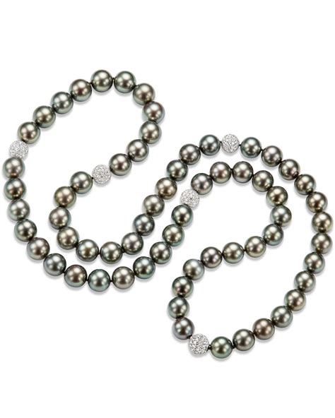 Tahitian Pearl And Diamond Rondel Strand Necklace Turgeon Raine