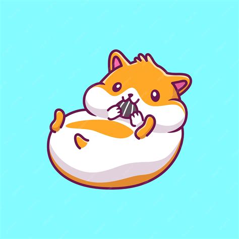 Premium Vector Cute Hamster Eating Icon Illustration Hamster Mascot