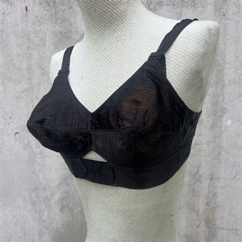 Vintage 1940s Black Satin Bullet Bra Bustier Lingerie Gem