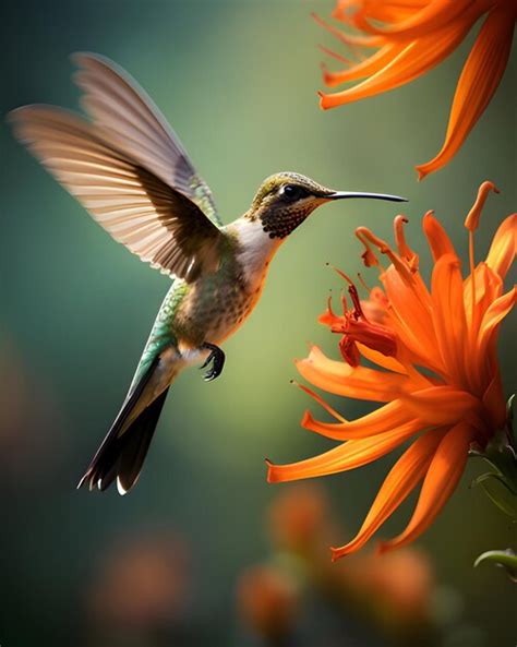 Premium Ai Image Photo Hummingbird Violet Sabrewing Flying Next To