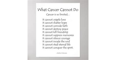 What Cancer Cannot Do Poem Poster Print | Zazzle