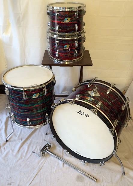 Vintage Ludwig Drum Set Psychedelic Red Made In Usa Reverb