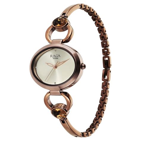 Buy Online Titan Raga Viva Quartz Analog Champagne Dial Metal Strap