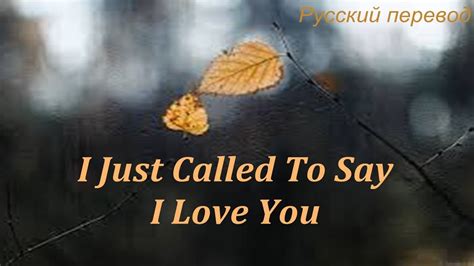 Stevie Wonder I Just Called To Say I Love You Я позвонил чтобы