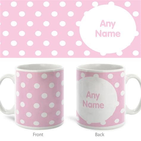 Personalised Mug Pink Polka Dot Uk