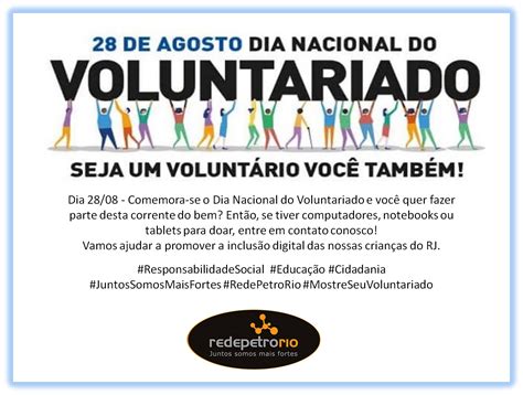 Dia Nacional Do Voluntariado Rede Petro Rj