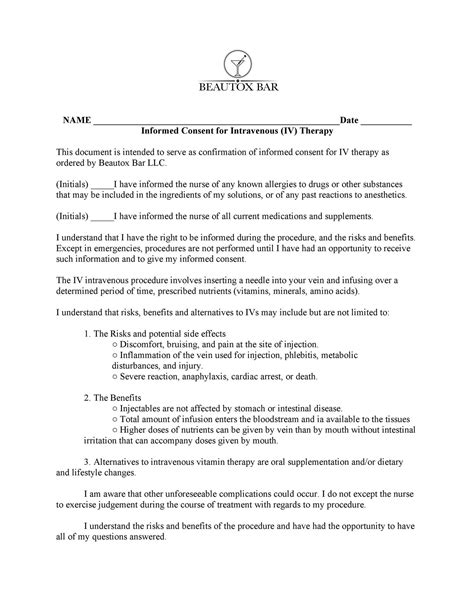 Iv Therapy Consent Form Pdf Docdroid