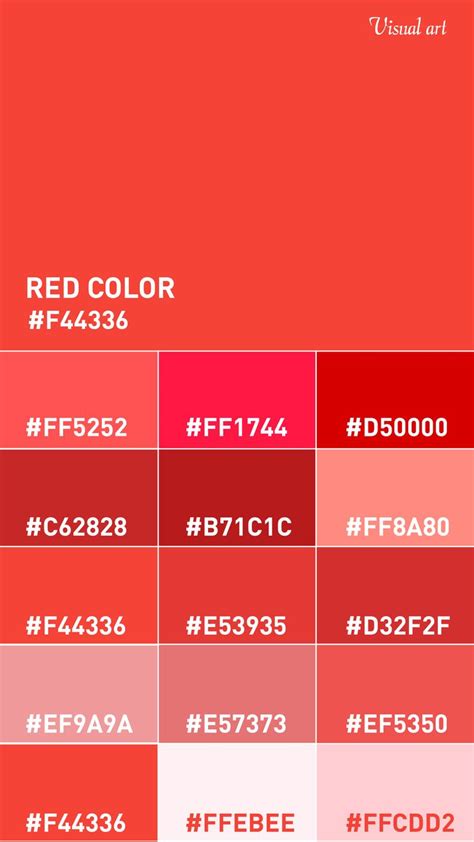 Red color scheme with HEX color codes