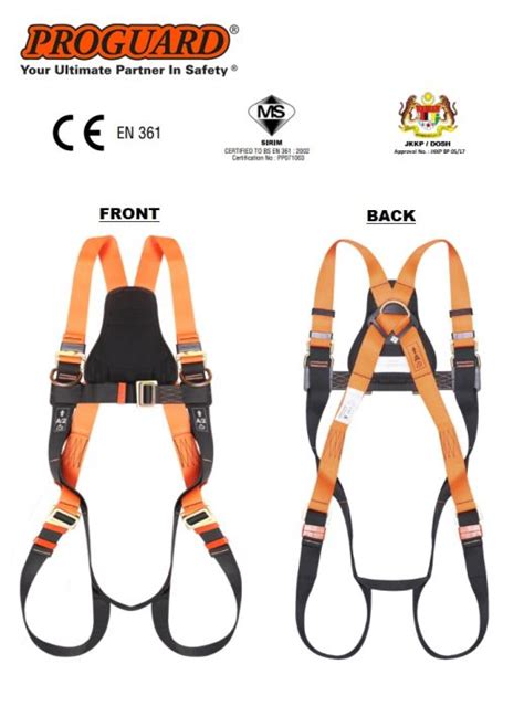 Proguard High Visibility Adjustable Full Body Harness Safety Belt W O