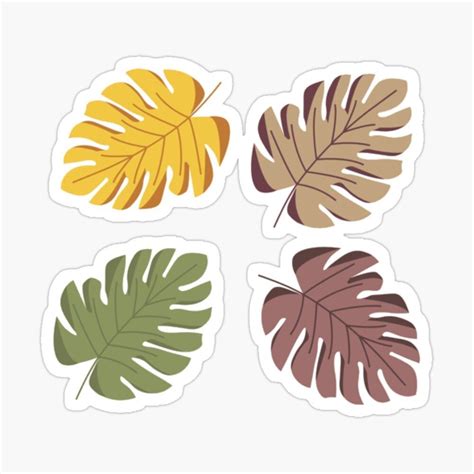 Aesthetic Monstera Trendy Preppy Leaves Digital Sticker Sticker Shop