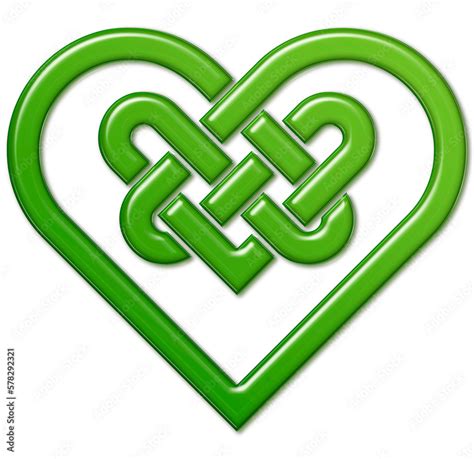 Celtic symbol, heart, Irish green. Symbol made with Celtic knots to use ...