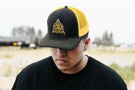 Black Front Yellow Mesh Trucker Hat TOPS Knives Tactical OPS USA