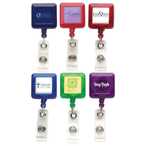 Square Retractable Badge Reel Personalization Available Positive