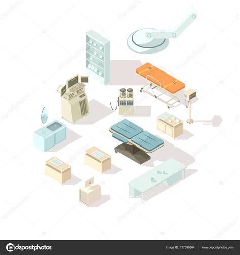 Hospital Equipment Isometric Set — Stock Vector © Macrovector 137696864