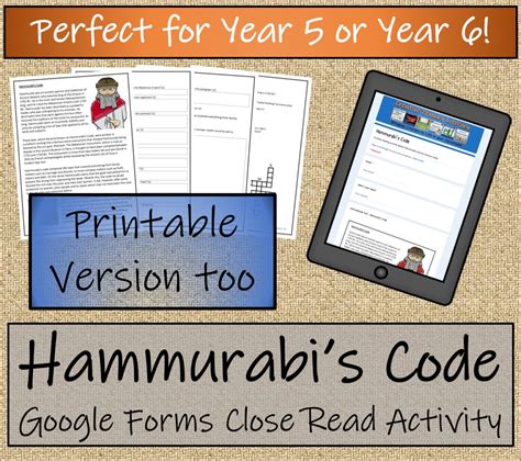 Uks Hammurabi S Code Reading Comprehension Activity Digital Print