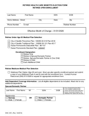 Fillable Online Retiree Oe Enrollment Form Pdf Fax Email Print