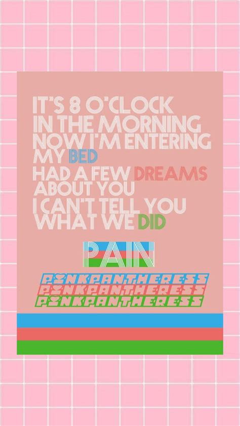 A Pink Poster With The Words Pain On It And An Image Of A Clock In The