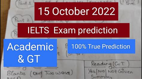 15 October 2022 Ielts Exam Prediction Academic And Gt Youtube