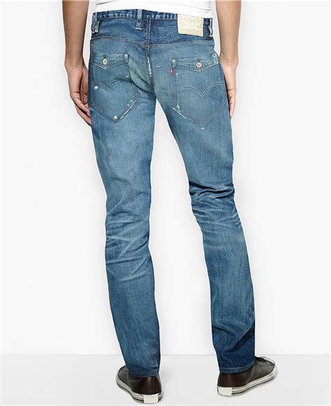 Levi S Straight Fit Shredded Flap Pocket Jeans Macy S