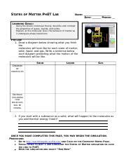 Phet States Of Matter Sim Lab Docx States Of Matter Phet Lab Name