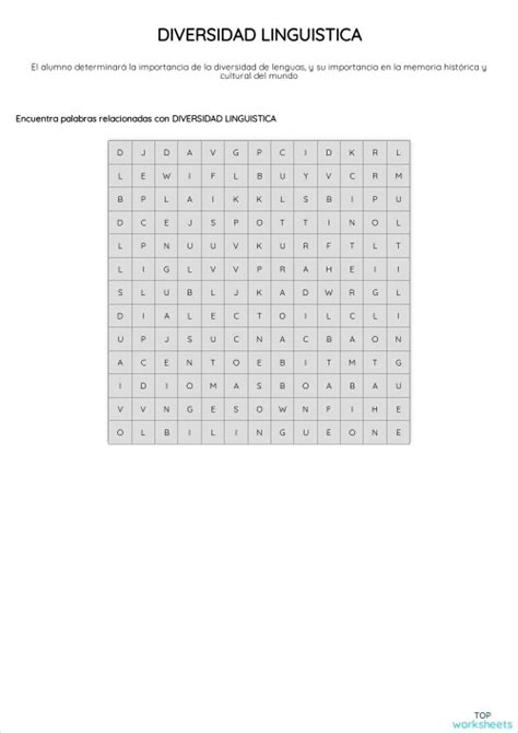 Diversidad Linguistica Ficha Interactiva Topworksheets