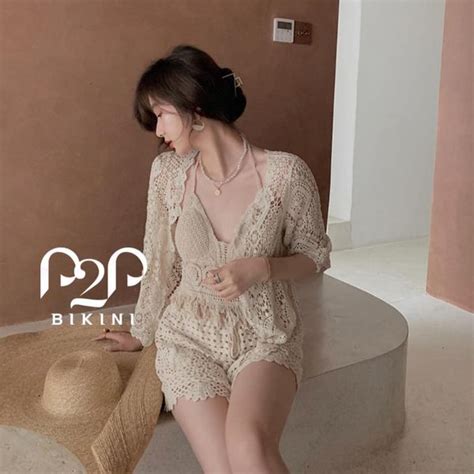 Set đồ lưới đi biển kem P P Bikini Thương hiệu đồ bơi nữ đồ bơi nam hàng đầu Việt Nam