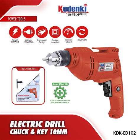 Kodenki Mesin Bor Listrik Mm Bolak Balik Besi Kayu Electric Drill