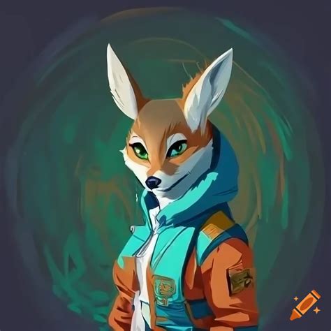 Artwork Of A Female Deer Fox Hybrid Wearing A Sci Fi Jacket On An Alien Planet On Craiyon