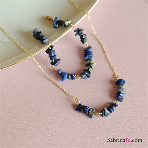 Lapis Chips Insert Necklace Sabrinabi Stones Sabrinabi