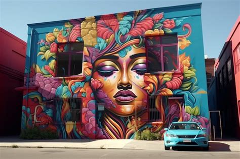 Premium AI Image Vibrant Street Art Covering The Walls Of An Urban