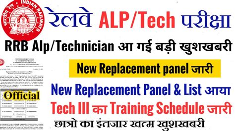 Rrb Alp Tech New Replacement Panel जर Tech III क New Training