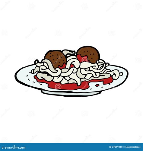 Cartoon Spaghetti And Meatballs Stock Vector Illustration Of Italian