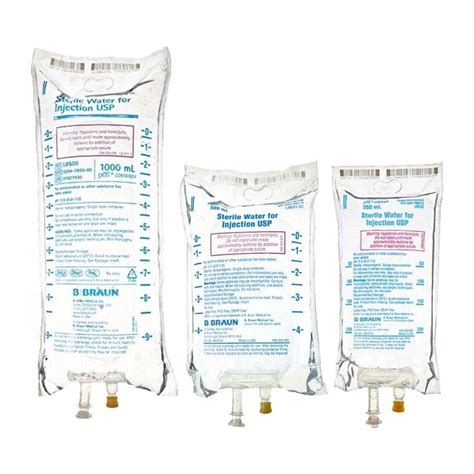 Sterile Water IV Solution Injection Excel Bag Latex PVC DEPH Free