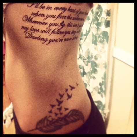 Quote tattoo rib tattoo feather tattoo bird tattoo lady antebellum ...