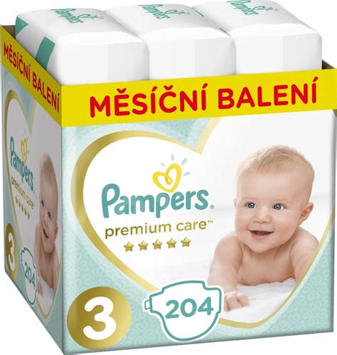 PAMPERS Premium Care 3 MIDI 204 ks 6 10 kg MESAČNÁ ZÁSOBA