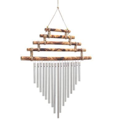 Artisan Crafted Bamboo And Aluminum Wind Chime Five Steps NOVICA