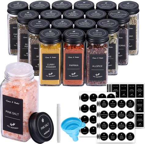 Amazon Datttcc Pcs Glass Spice Jars Oz Square Spice Containers