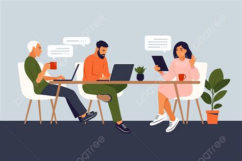 Flat Vector Illustration Of Coworking Space With Creativebusiness People Vector Coworkers