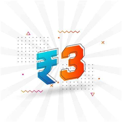 3 Indian Rupee Vector Currency Image 3 Rupee Symbol Bold Text Vector