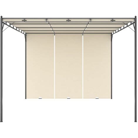 Belvédère de jardin avec rideau latéral 4x3x2 25 m Crème The Living Store