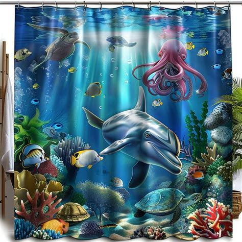 Vibrant Underwater World Shower Curtain Anime Style Design With