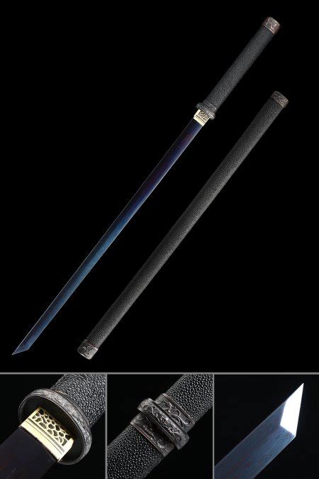 High Manganese Steel Blue Straight Blade Chokuto Japanese Ninjato Ninja