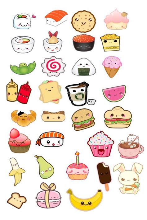 An Assortment Of Food Stickers On A White Background