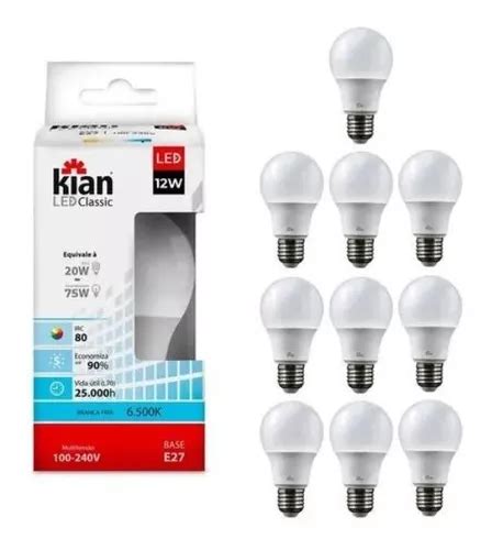 Kit L Mpada Bulbo Led W Branco Frio K Bivolt Kian Mercadolivre