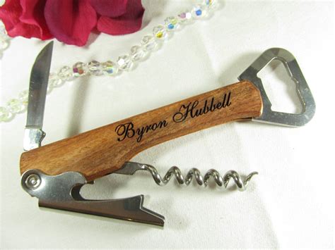 Personalized Groomsmen Wine Bottle Opener Corkscrew Engraved