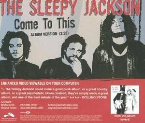 The Sleepy Jackson Come To This PROMO Music CD Album Enhanced Video